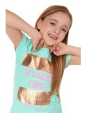 Tricou fete cu inscriptii, menta NDZ8194 - Magazin online - Boutique